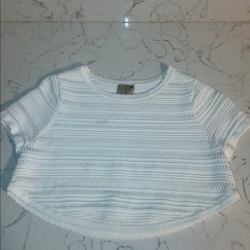 New Torn by Ronny Kobo Lena XS pointelle crop top - Picture 8 of 8